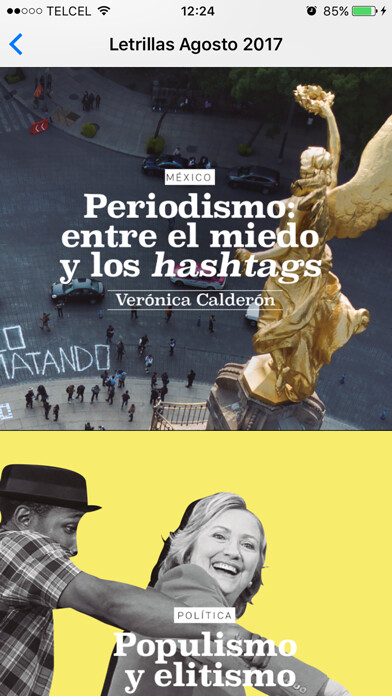 Emulate iPhone app Letras Libres México+España using MyAndroid