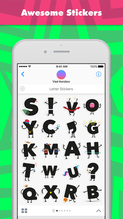 Emulate iPhone app Letter Stickers stickers using MyAndroid