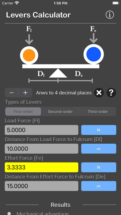 Emulate iPhone app Levers Calculator using MyAndroid Emulate iPhone app Levers Calculator using MyAndroid