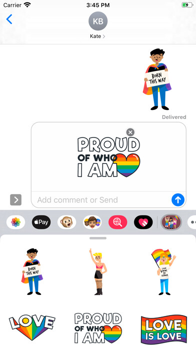 Emulate iPhone app LGBT Happy Pride Stickers using MyAndroid