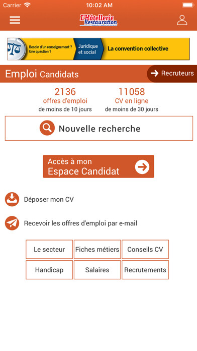 Emulate iPhone app LHR Emploi using MyAndroid