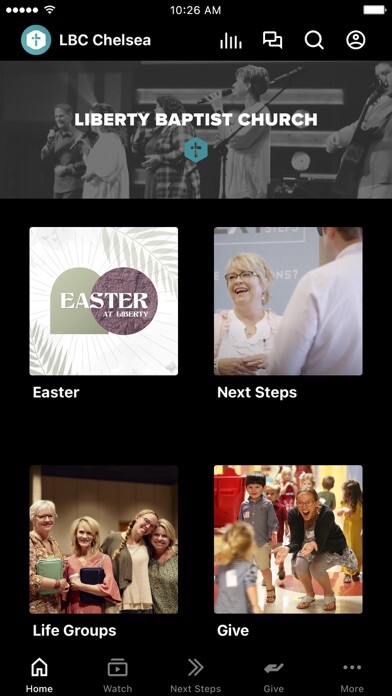 Emulate iPhone app Liberty Baptist Church Chelsea using MyAndroid