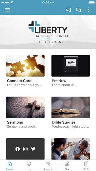 Emulate iPhone app Liberty Baptist of Clermont using MyAndroid Emulate iPhone app Liberty Baptist of Clermont using MyAndroid