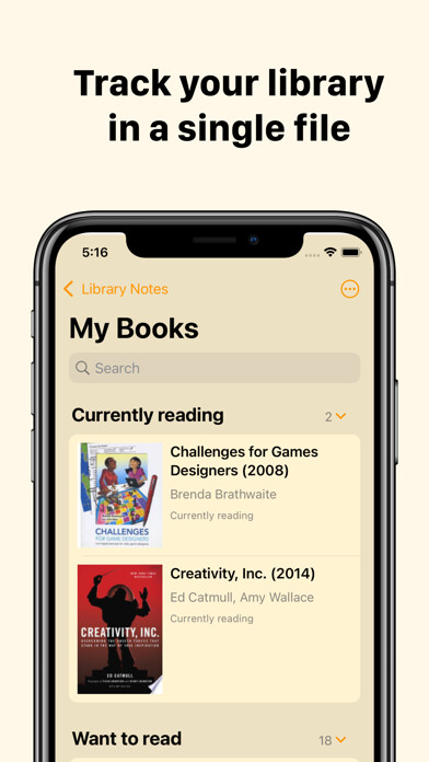 Emulate iPhone app Library Notes using MyAndroid