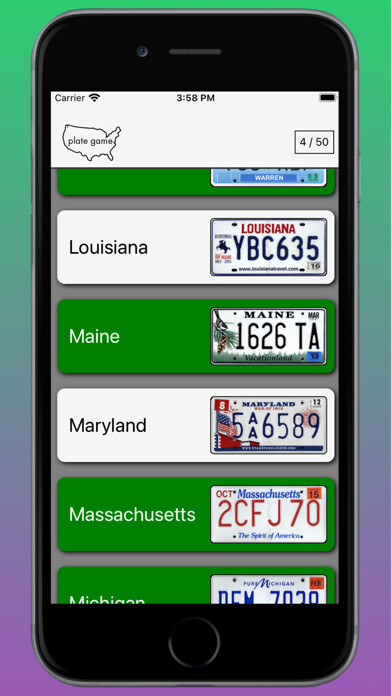 Emulate iPhone app License Plate Finder Game using MyAndroid