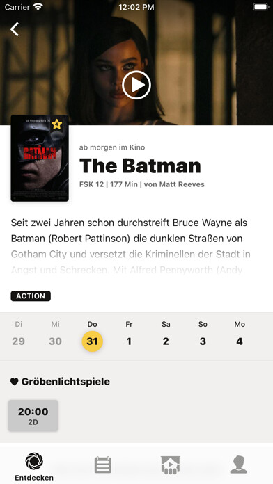 Emulate iPhone app Lieblingskino - CINEWEB using MyAndroid