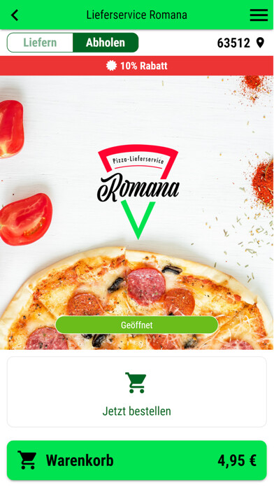 Emulate iPhone app Lieferservice Romana using MyAndroid