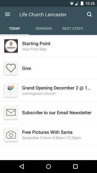 Emulate iPhone app Life Church Lancaster using MyAndroid