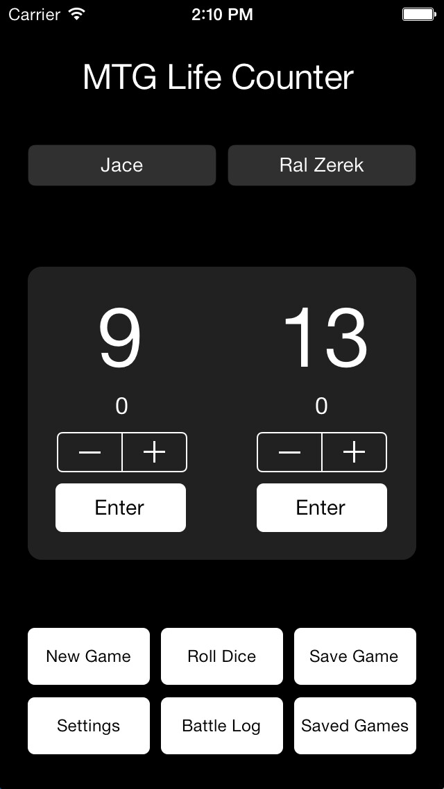 Emulate iPhone app Life Counter and Log for Magic: the Gathering using MyAndroid