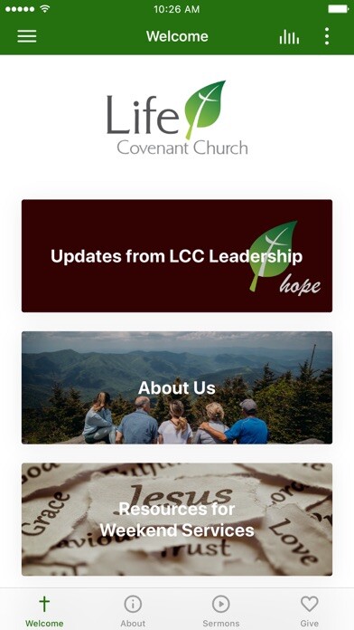 Emulate iPhone app Life Covenant Church using MyAndroid