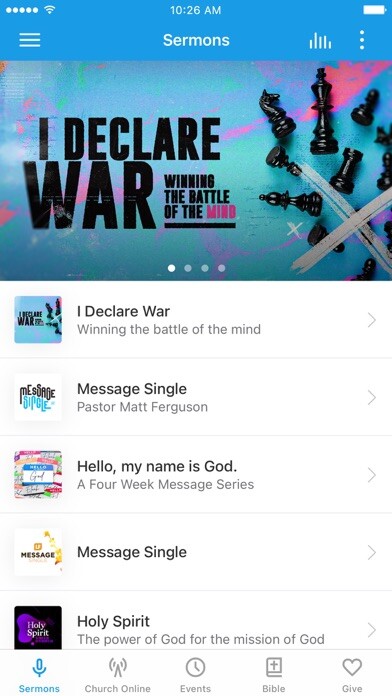 Emulate iPhone app Life Fellowship Church using MyAndroid