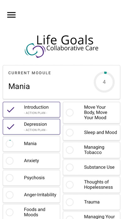 Emulate iPhone app Life Goals Collaborative Care using MyAndroid