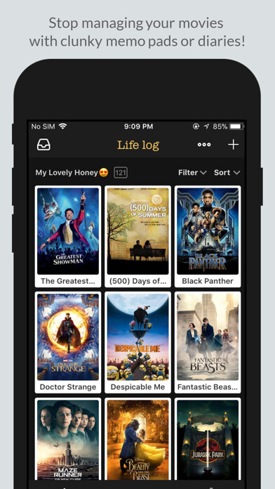 Emulate iPhone app Lifelog Movies - Movie Diary using MyAndroid