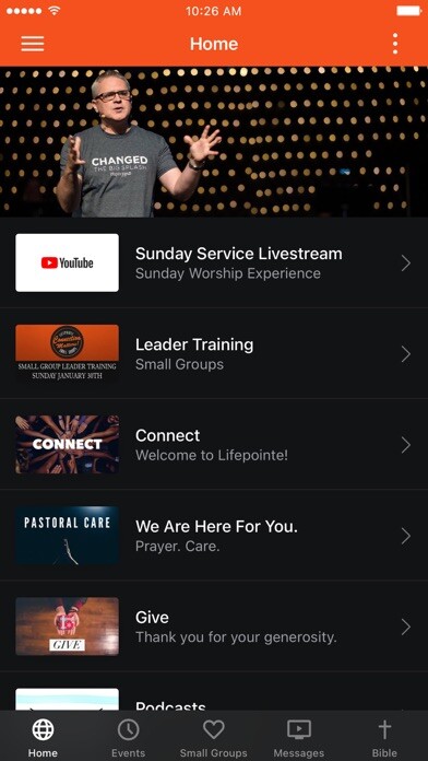 Emulate iPhone app lifepointe church using MyAndroid
