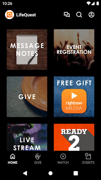 Emulate iPhone app LifeQuest Church KC using MyAndroid