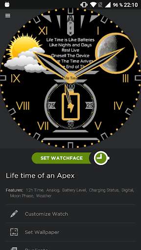 Run android online APK Life time of an ApeX for WatchMaker from MyAndroid or emulate Life time of an ApeX for WatchMaker using MyAndroid