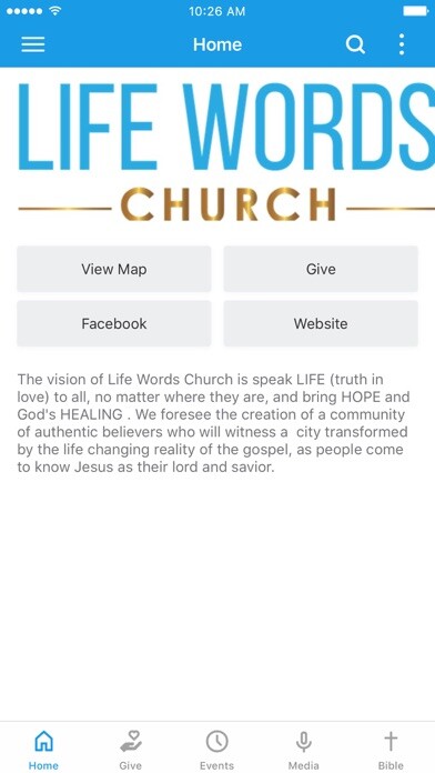 Emulate iPhone app Life Words Church using MyAndroid