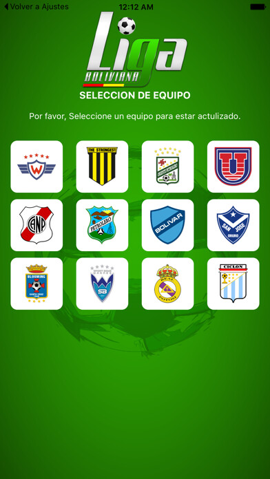 Emulate iPhone app Liga Boliviana using MyAndroid