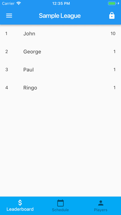 Emulate iPhone app liga - League Manager using MyAndroid