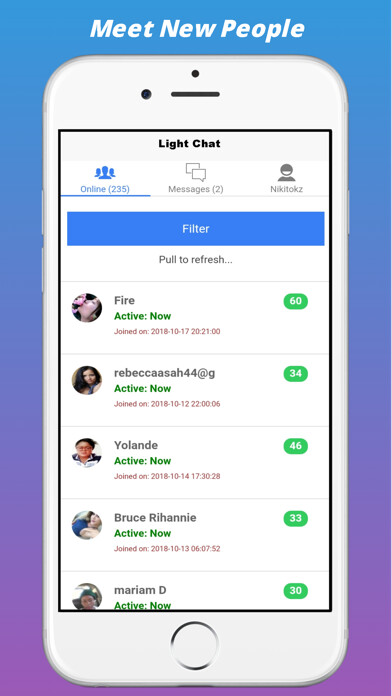 Emulate iPhone app Light Chat - Meet New People using MyAndroid