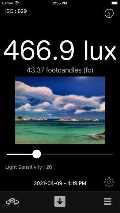 Emulate iPhone app Light Meter - Brightness Calc using MyAndroid Emulate iPhone app Light Meter - Brightness Calc using MyAndroid