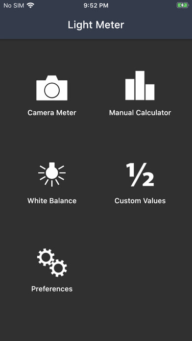 Emulate iPhone app Light Meter - WBPhoto using MyAndroid