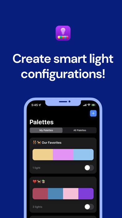 Emulate iPhone app Light Palettes for HomeKit using MyAndroid Emulate iPhone app Light Palettes for HomeKit using MyAndroid