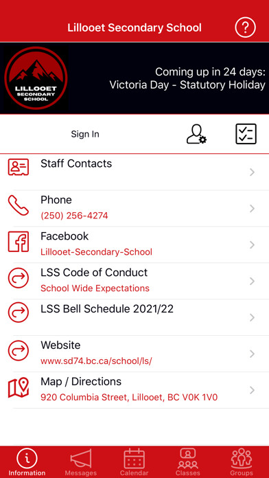 Emulate iPhone app Lillooet Secondary School using MyAndroid Emulate iPhone app Lillooet Secondary School using MyAndroid
