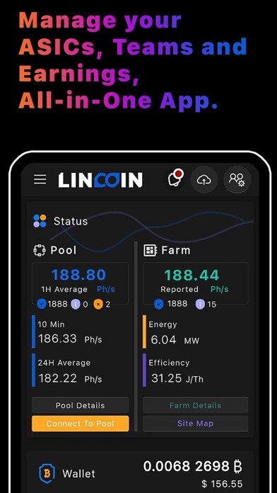 Emulate iPhone app Lincoin: Bitcoin Mining Tools using MyAndroid