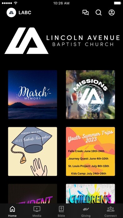 Emulate iPhone app Lincoln Avenue Baptist Church using MyAndroid