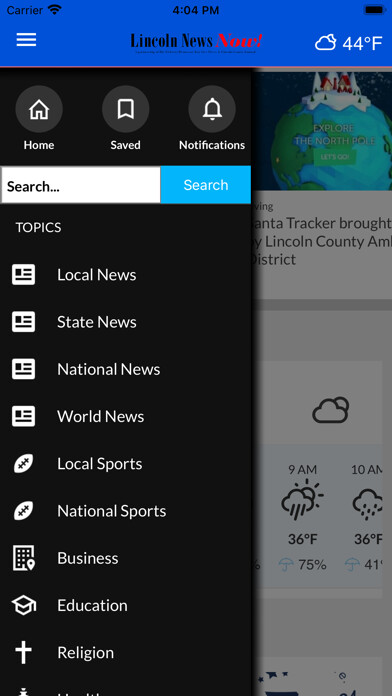 Emulate iPhone app Lincoln News Now using MyAndroid