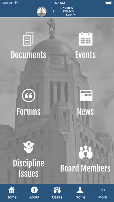 Emulate iPhone app Lincoln Police Union using MyAndroid