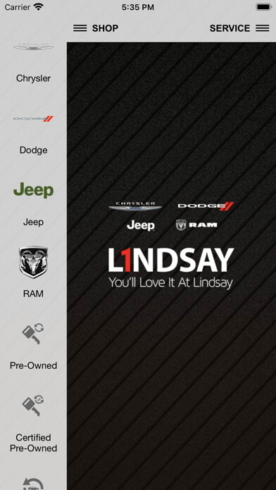 Emulate iPhone app Lindsay Chrysler Dodge Jeep using MyAndroid