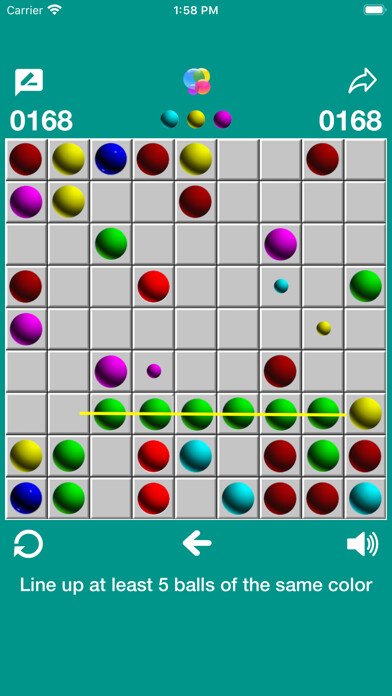 Emulate iPhone app Line 98 - Line up 5 balls using MyAndroid
