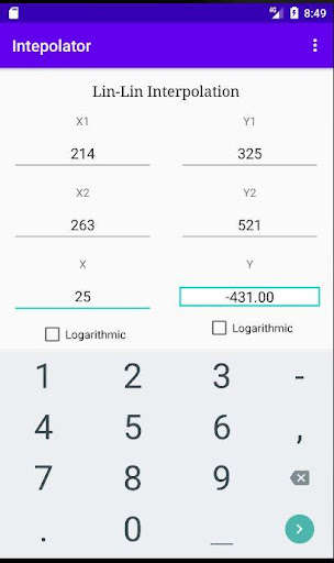 Run android online APK Linear and Logarithmic Interpolator from MyAndroid or emulate Linear and Logarithmic Interpolator using MyAndroid