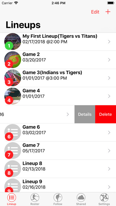 Emulate iPhone app Lineup Card using MyAndroid