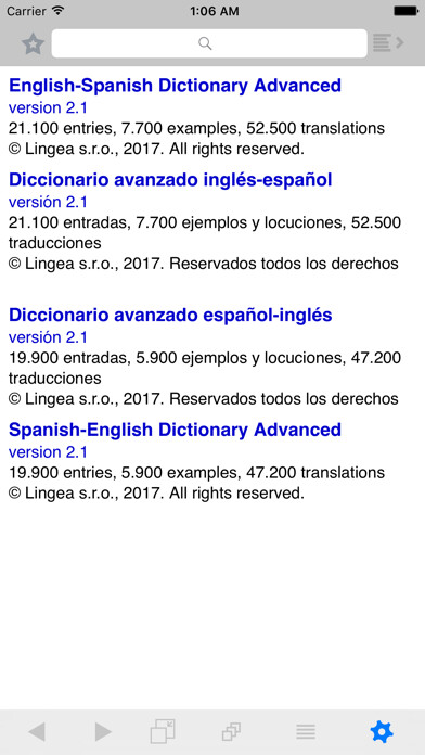 Emulate iPhone app Lingea English-Spanish Advanced Dictionary using MyAndroid