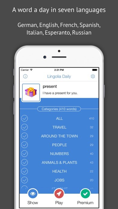 Emulate iPhone app Lingolia Daily - German, English, French, Spanish, Italian, Esperanto, Russian using MyAndroid