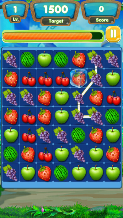 Emulate iPhone app Link Smash Fruits Frenzy : Flowline of Spirit Jungle.Swipe Drawpipe Bump Puzzle using MyAndroid