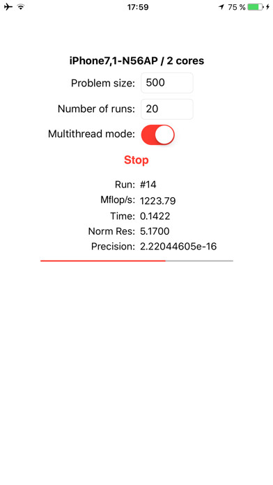 Emulate iPhone app Linpack using MyAndroid