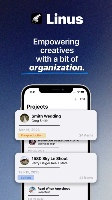 Emulate iPhone app Linus - The Shotlist Assistant using MyAndroid