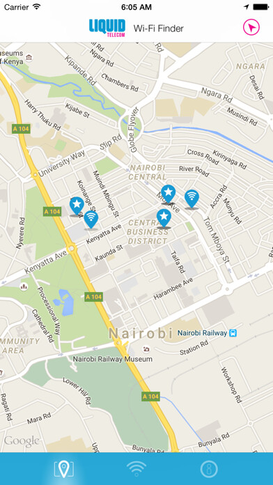 Emulate iPhone app Liquid Telecom Wi-Fi Finder using MyAndroid
