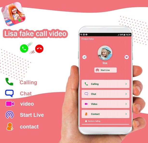 Run android online APK lisa Fake call - blackPink live video from MyAndroid or emulate lisa Fake call - blackPink live video using MyAndroid