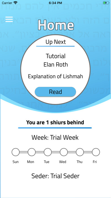 Emulate iPhone app Lishmah: Daily Jewish Learning using MyAndroid