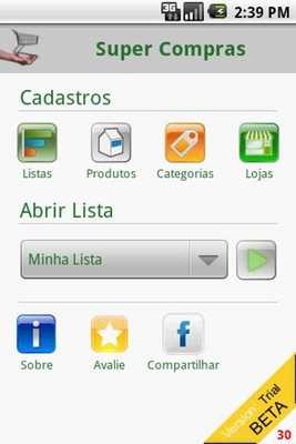 Emulate Android APK Lista de Compras - Super Trial