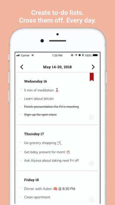Emulate iPhone app Listberry - agenda planner using MyAndroid