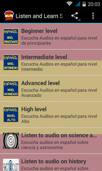 Emulate Android APK Listen and Learn Spanish