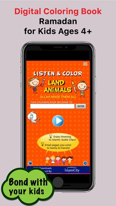 Emulate iPhone app Listen & Color Land Animals using MyAndroid