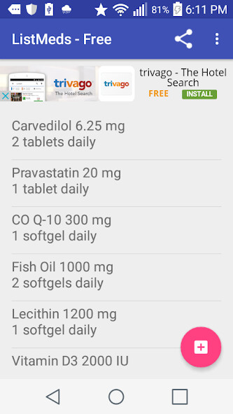 Run android online APK ListMeds from MyAndroid or emulate ListMeds using MyAndroid