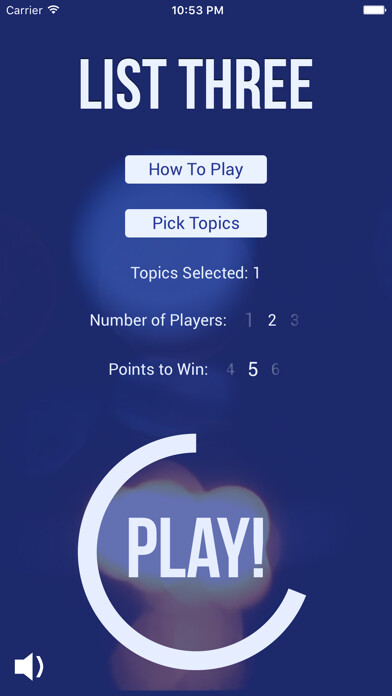 Emulate iPhone app List Three - The Five Second Naming Game using MyAndroid